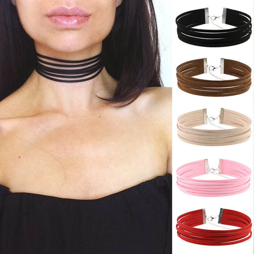 NEW Six-layer Retro Velvet Choker Collar Necklace Punk Gothic Jewelry