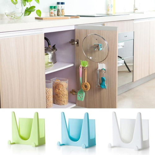 Plastic Kitchen Pot Pan Cover Shell Cover Sucker Tool Bracket Storage Rack