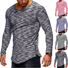 Men Casual Autumn Long Sleeve Slim O Neck Zipper Color Yarn Tops Blouse Shirts