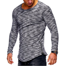 Men Casual Autumn Long Sleeve Slim O Neck Zipper Color Yarn Tops Blouse Shirts