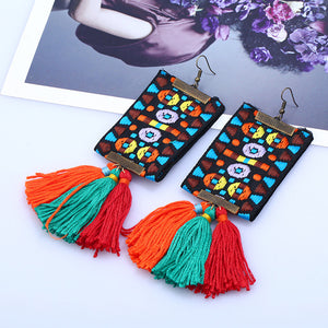 Womens Fashion Bohemian Earrings Long Tassel Fringe Boho Dangle Earrings Jewelry